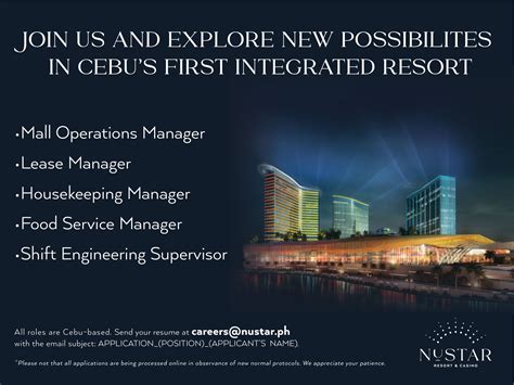 nustar resort and casino hiring|NUSTAR Resort is still hiring. .
